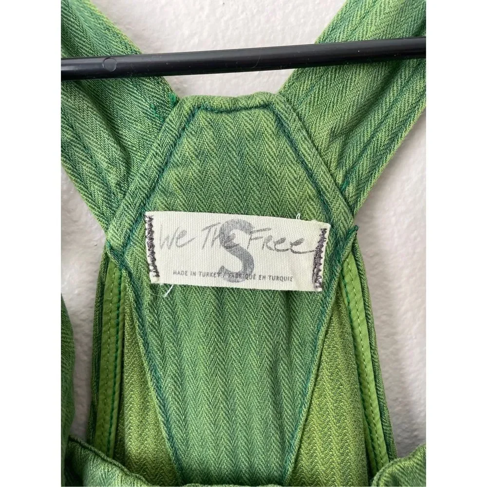SOLD Free People We The Free Hunter Denim Overall in Spring Green Size Small - Picture 3 of 12